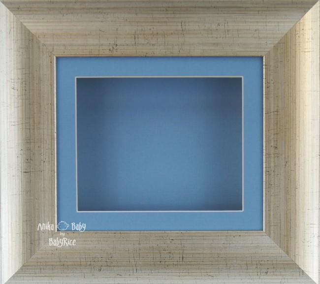 6x5" Antique Silver effect display frame / Blue mount & Backing