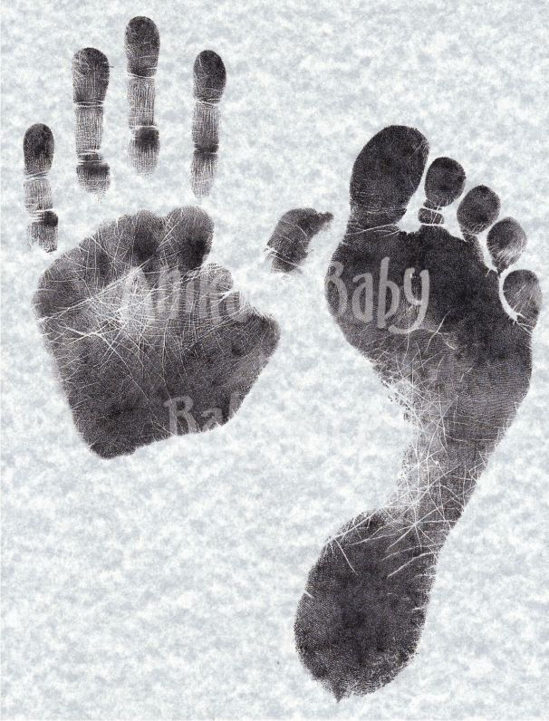 Baby Boy Girl Inkless Wipe Hand Footprint Kit Mottled Grey Cards