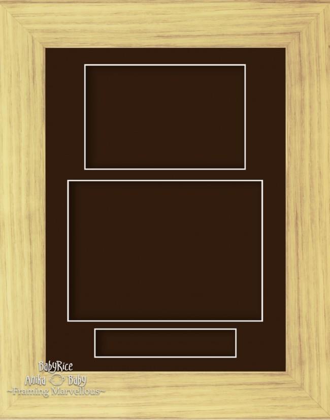 11.5x8.5" Oak Effect 3D Display Frame 3 Hole Brown Mount Portrait