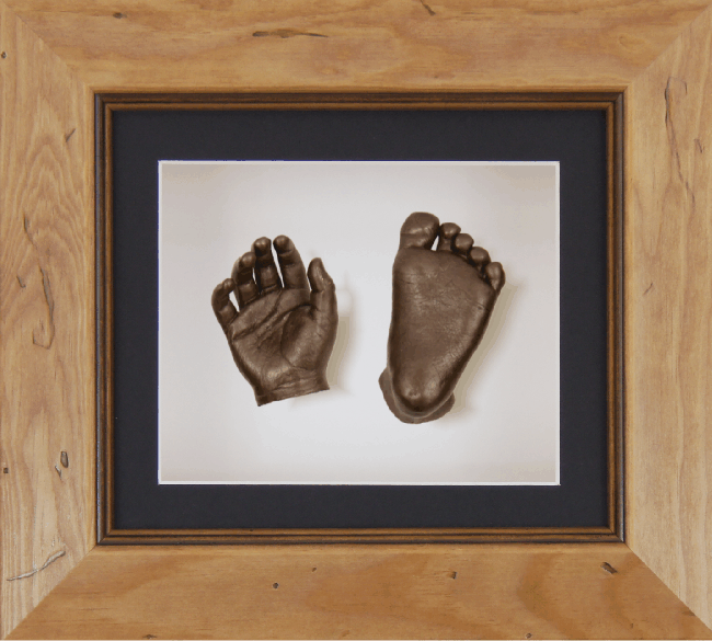 Baby Casting Kit Rustic Frame Black White Display Bronze paint