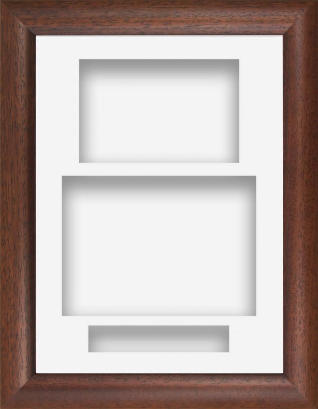 12x9 Dark Wood Cushion Deep Box Display Frame White Portrait