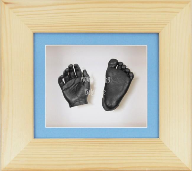 Baby Casting Kit Natural Pine Frame Black Blue White Display Pewter paint