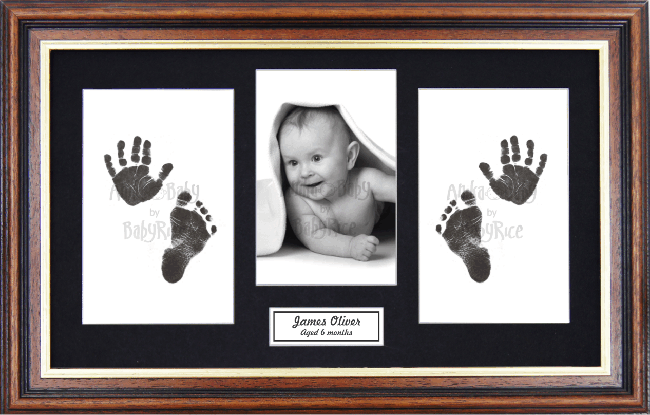 BabyRice Baby Hand & Footprints Kit, Inkless Prints, Mahogany & Gold