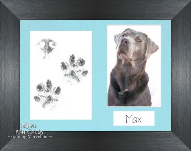 Pet Paw Prints Kit with Pewter Wooden Frame Light Blue insert