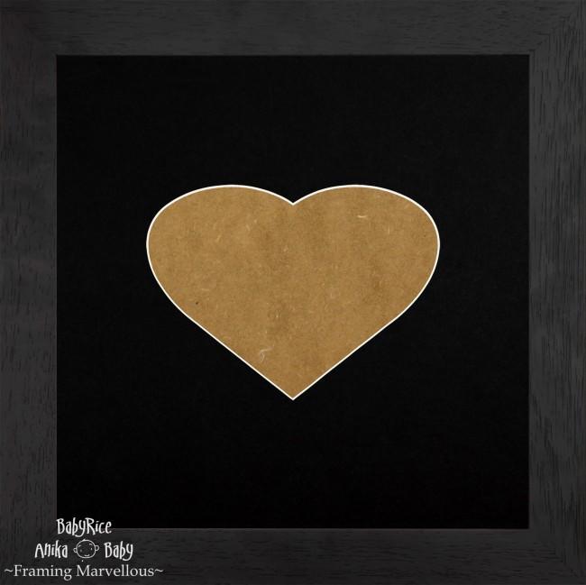 Black Shadow Box Deep Display 3D Wooden Frame Square Heart Black Heart Cut Out