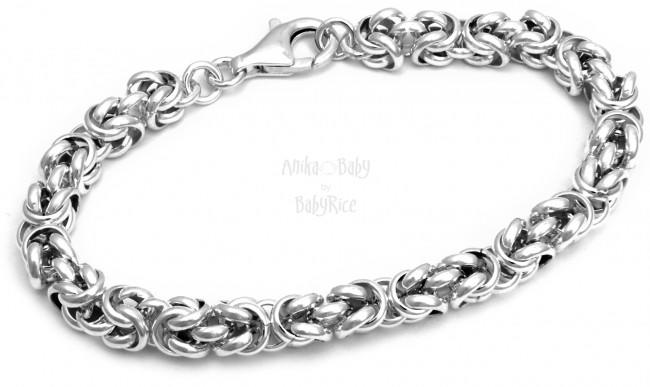Solid Sterling Silver 925 Byzantine Bracelet