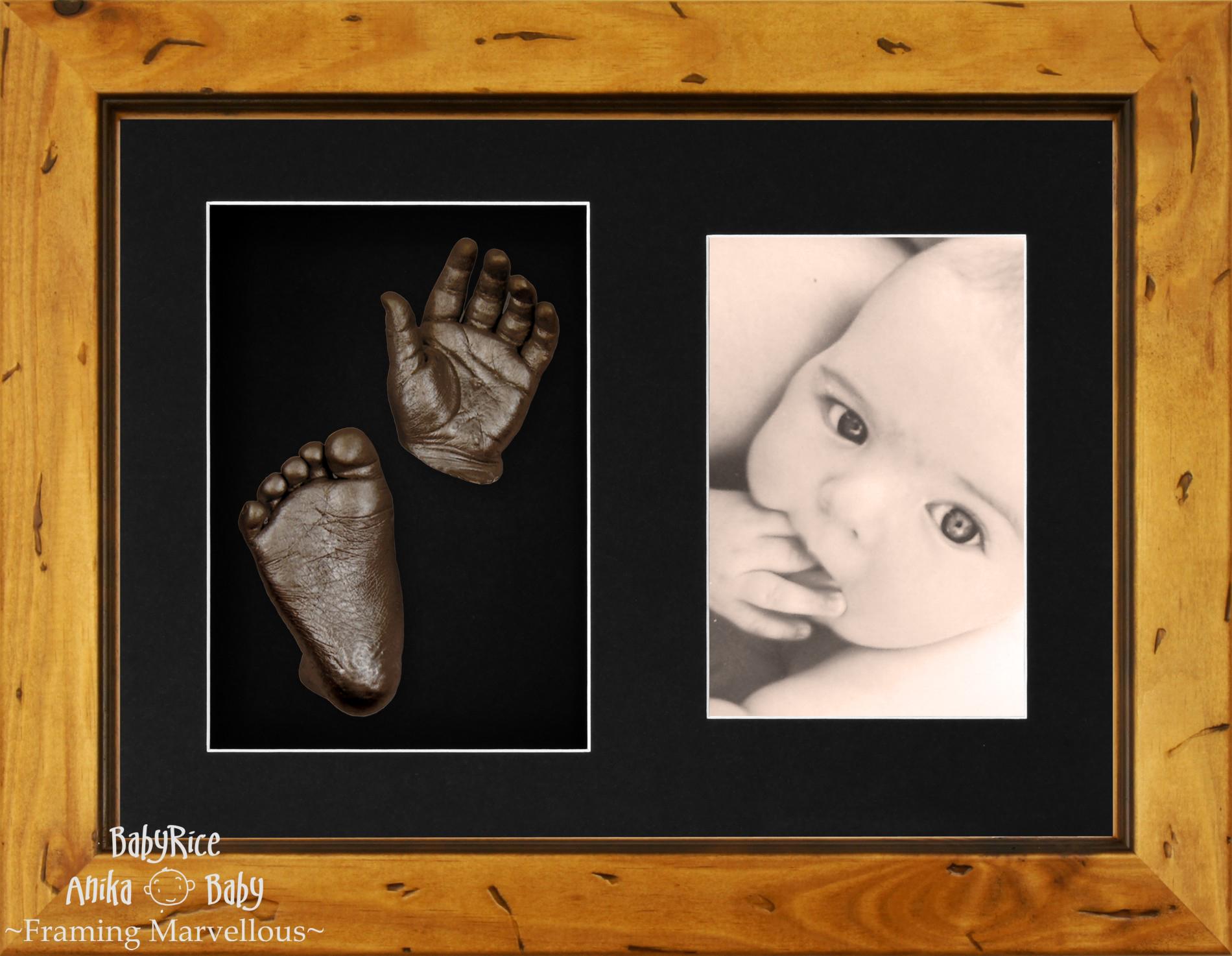 Baby Hand Foot Cast Kit Rustic Frame Set Bronze