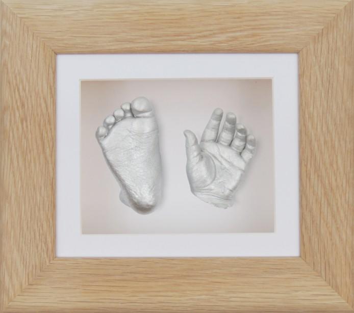 Baby Casting Kit Solid Oak Box Frame Cream mount Silver paint