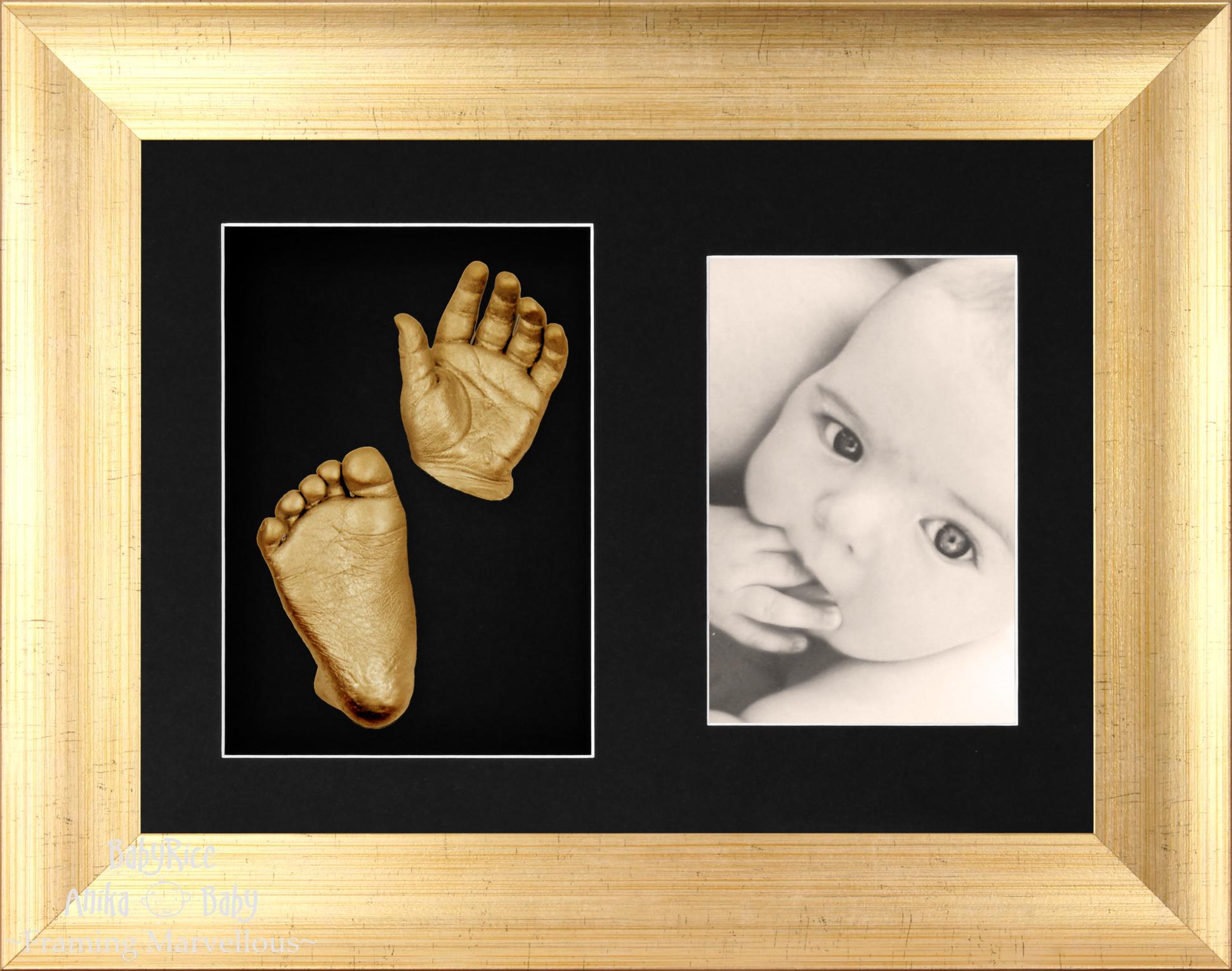 3D Baby Casting Kit cast hand foot feet mahogany effect Gold Paint Unique Gift 