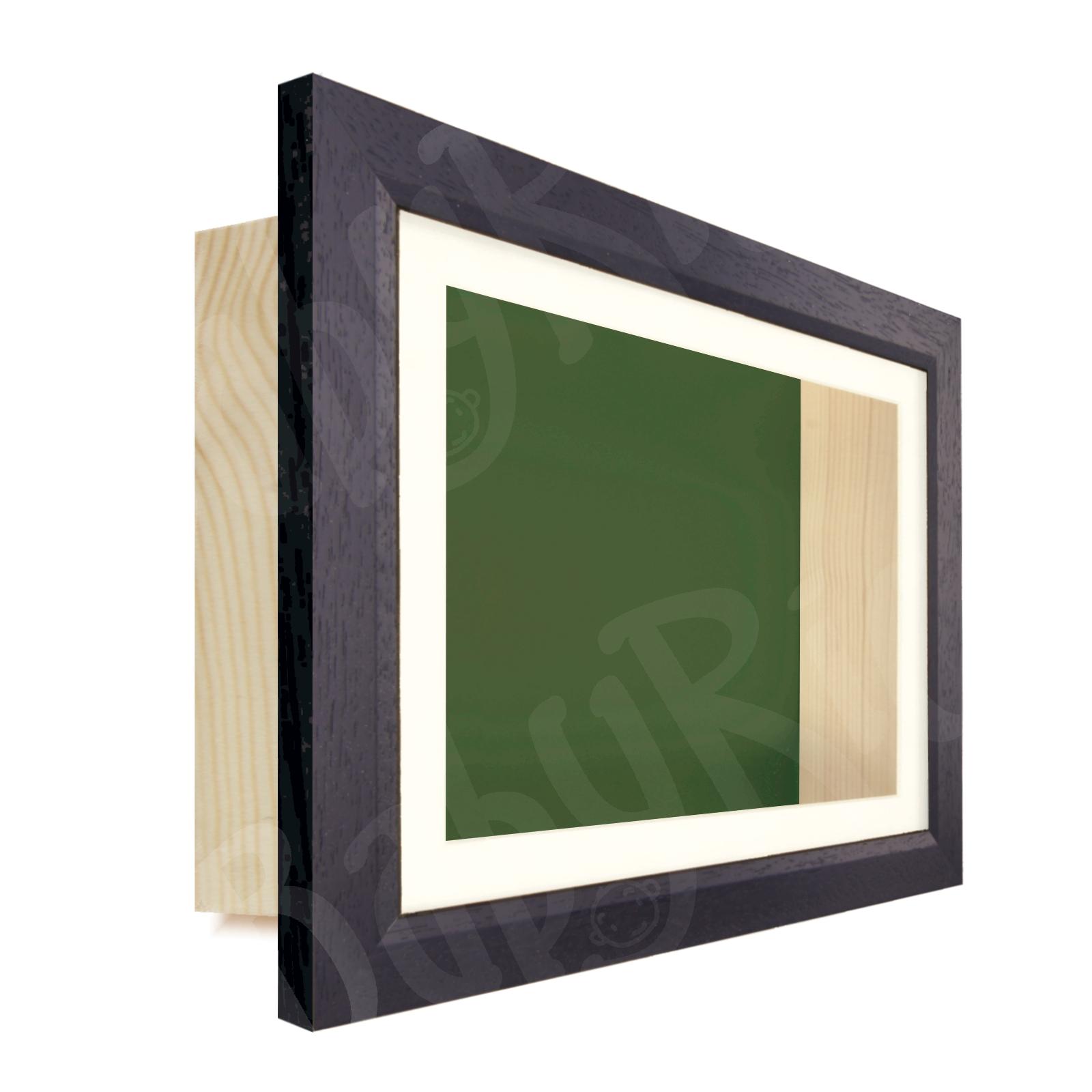 Dark Brown Shadowbox Display Frame Green Inserts