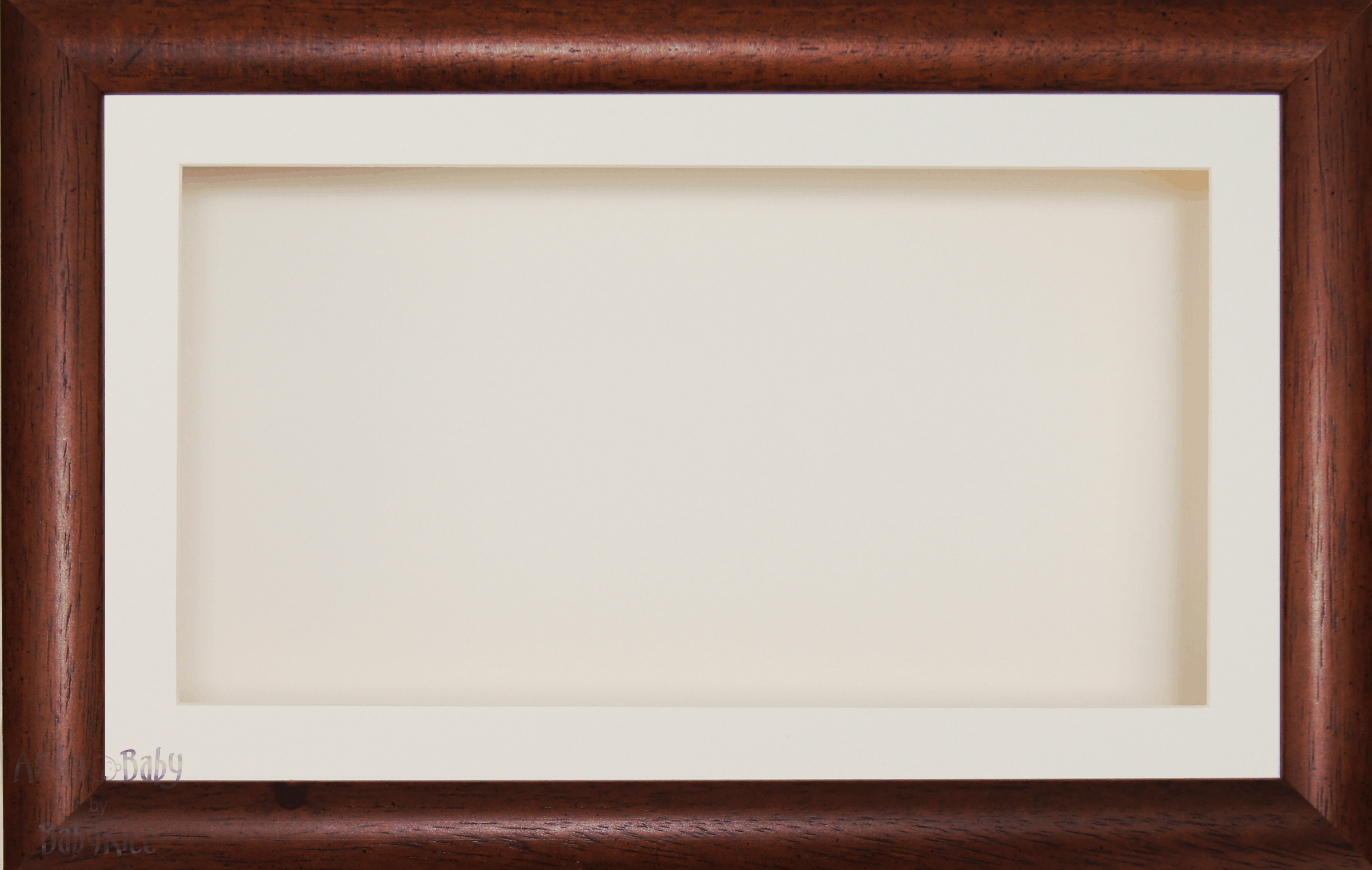 Dark Brown Wood Box Display Frame Cream Inserts
