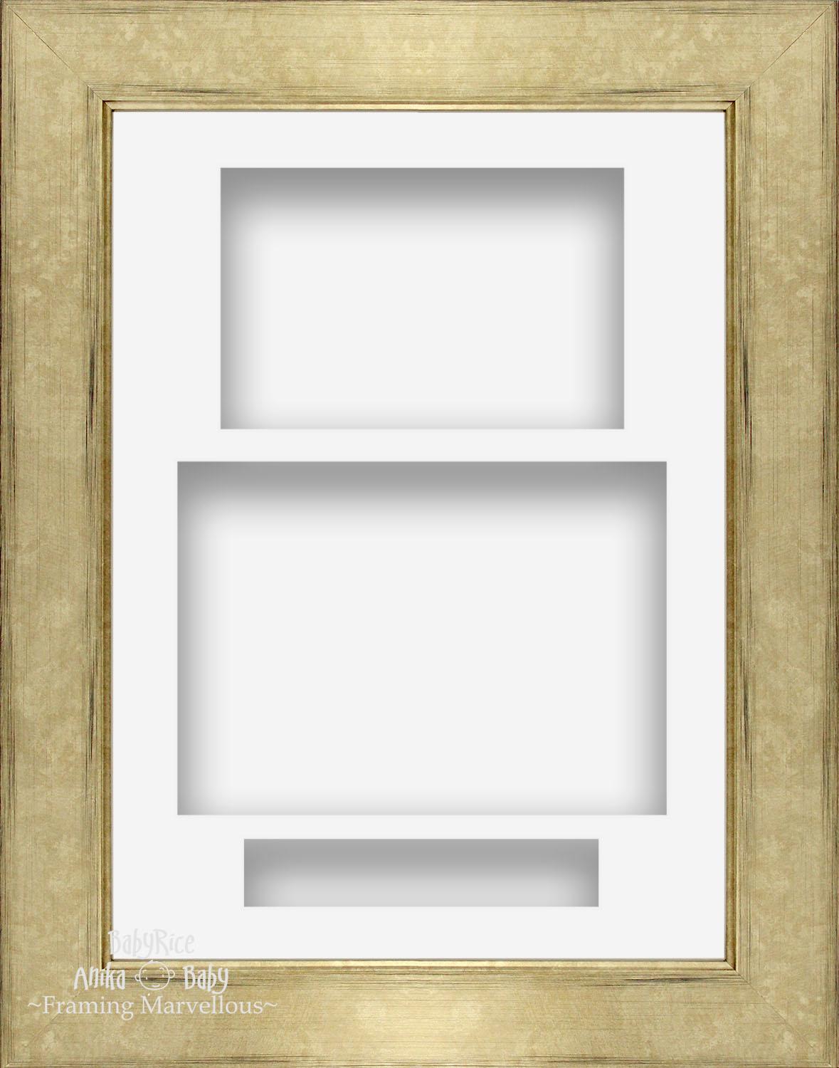 Champagne Pale Gold Deep Box Frame, White inserts