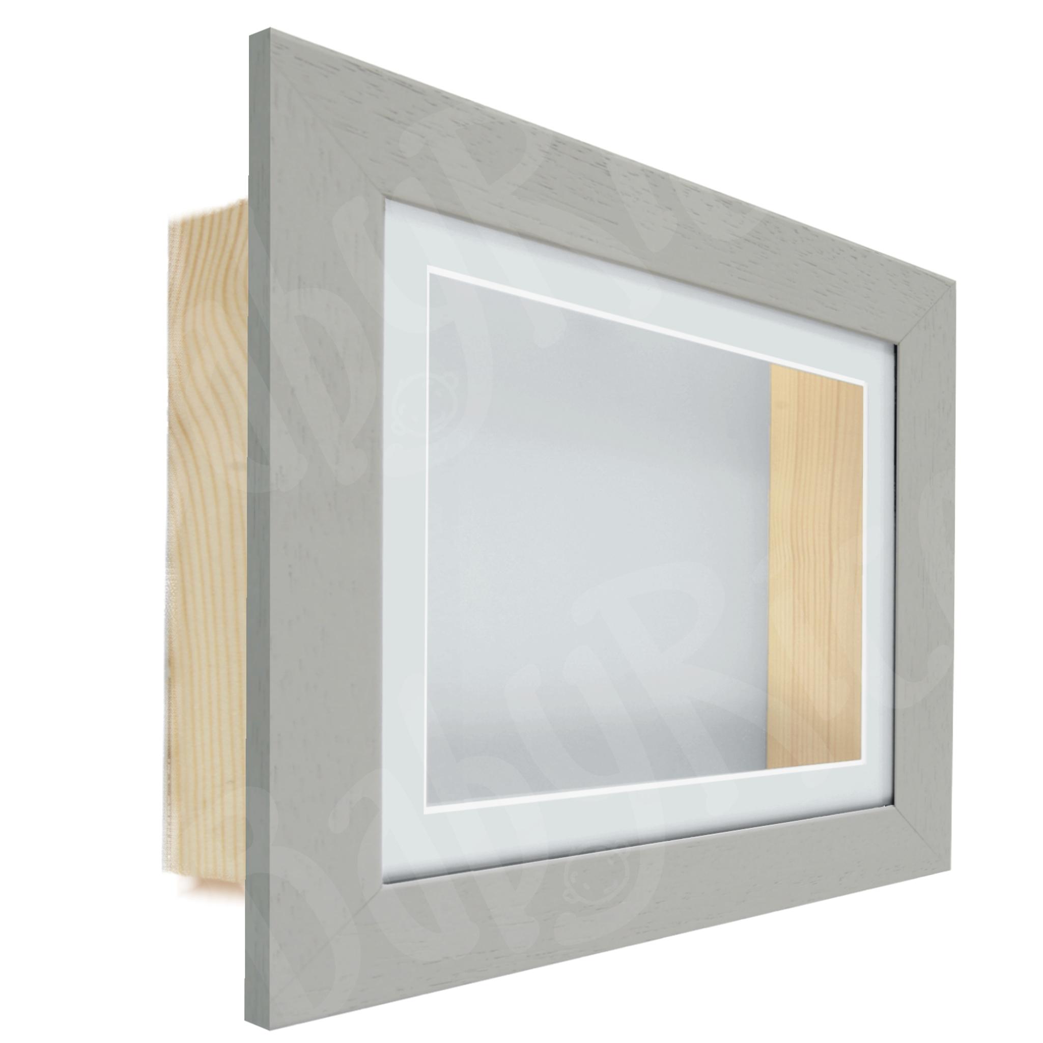 Grey Deep Box Display Frame, Light Grey Inserts