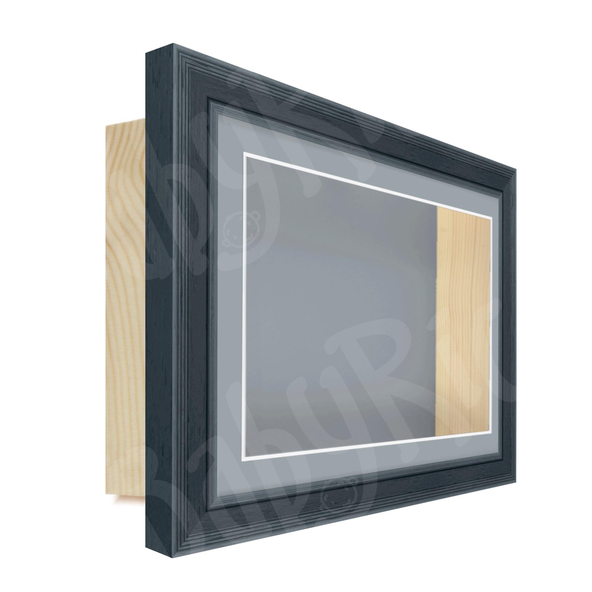 Dark Grey Scoop Woodgrain Deep Box Frame