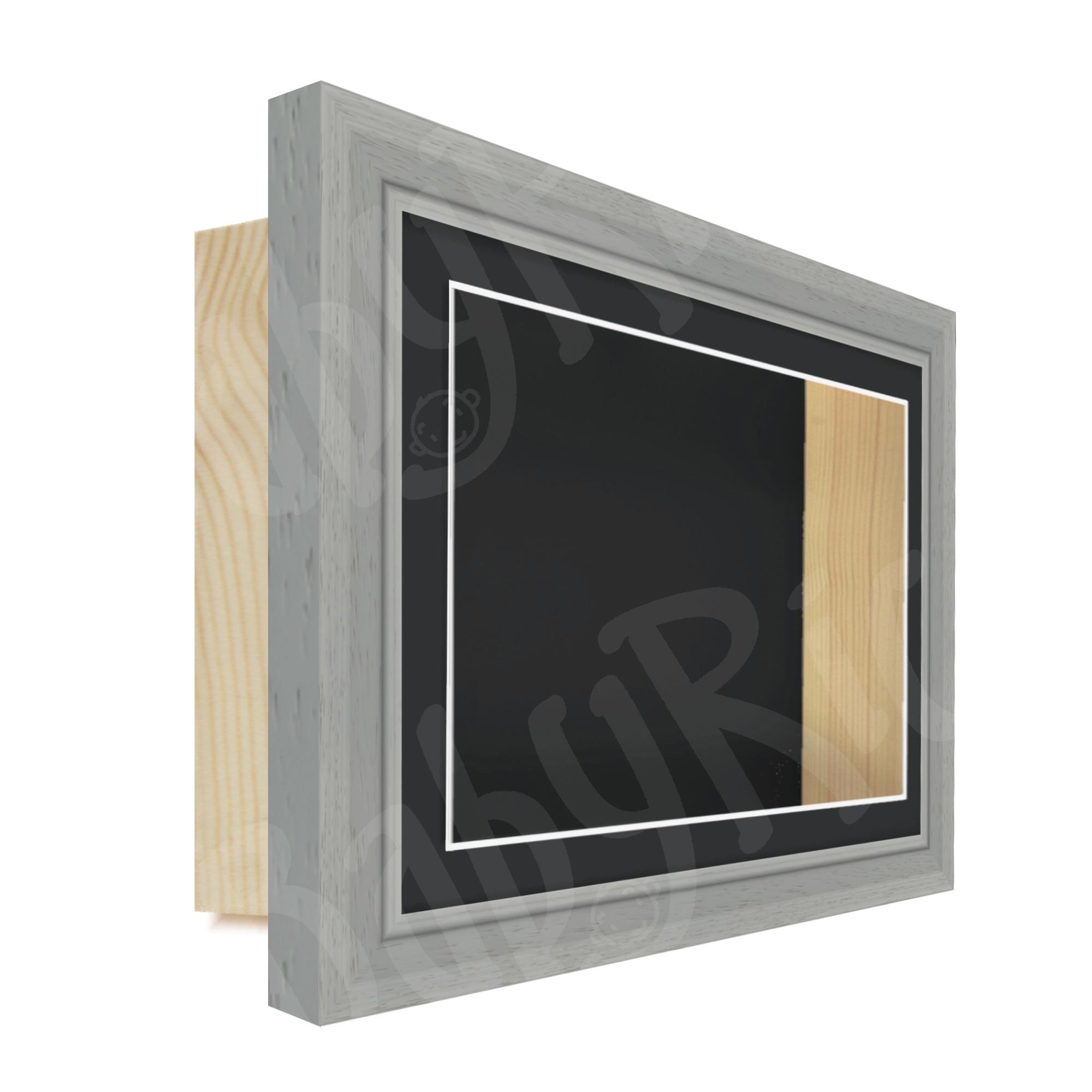 Gray Scoop Wooden Picture Box Display Frame