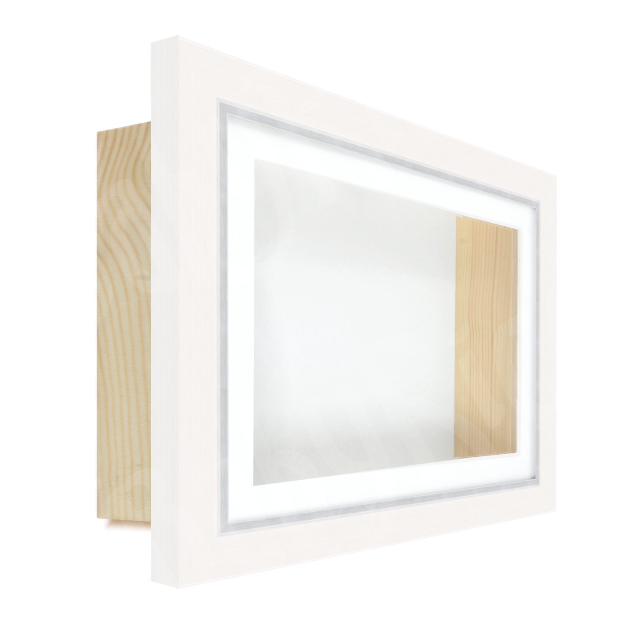 Brushed White with Silver trim Deep Box Display Frame