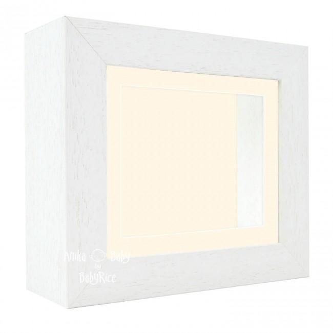 Deluxe White Deep Box Frame 6x5” with Cream Mount and Backing