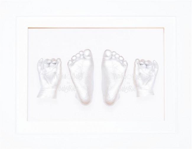 Twin Babies 3D Casting Kit, White Frame / Silver paint
