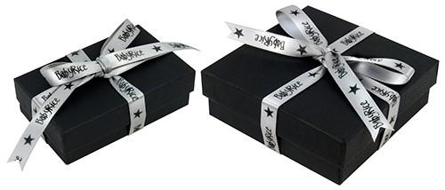 BabyRice Black Gift Box, Silver Ribbon packaging