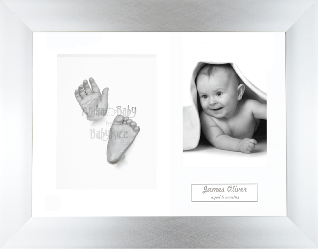 Baby Casting Kit / Chrome Frame / White Photo Display / Silver Paint