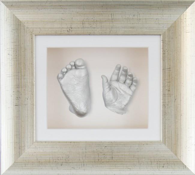 Baby Casting Kit Antique Silver Frame Cream Display Silver paint