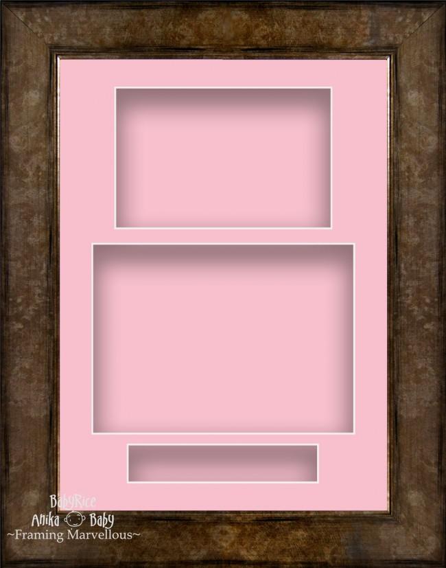 11.5x8.5" Bronze Brown 3D Deep Box Frame Pink Display Portrait