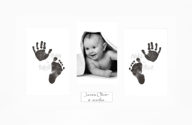 BabyRice Baby Hand & Footprints Kit, Inkless Prints, White Frame