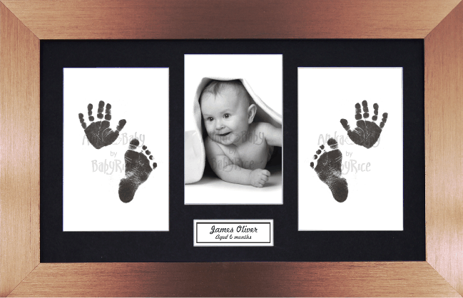 BabyRice Baby Hand & Footprints Kit, Inkless Prints, Bronze Frame