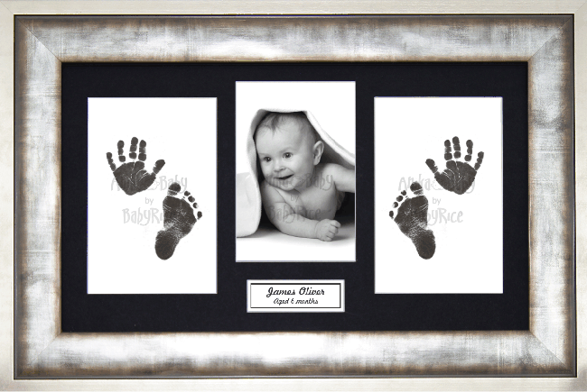 BabyRice Baby Hand & Footprints Kit, Inkless Prints, Urban Metal Frame