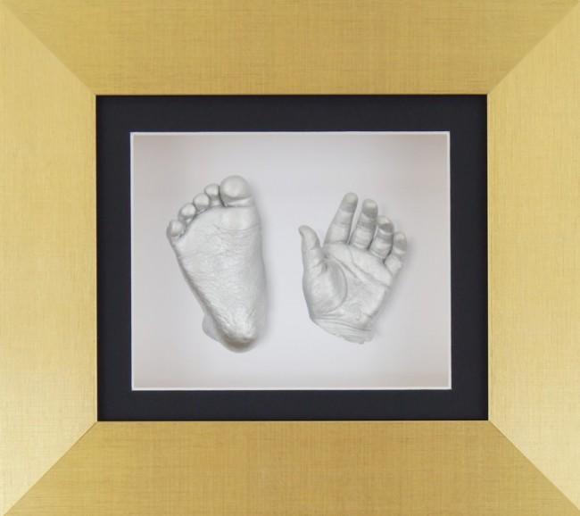 Gold Frame Baby Casting Black White mount Silver Hand Foot Casts