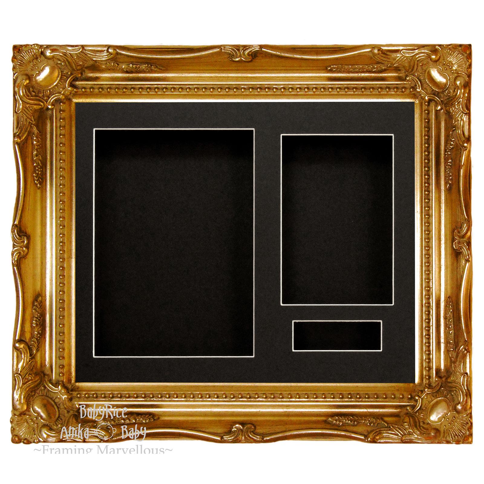 Gold Ornate Rococo frame, Black Mount and Backing Card