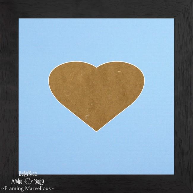 Black Shadow Box Deep Display 3D Wooden Frame Square Heart Blue Heart Cut Out