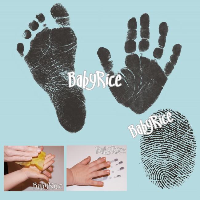 Value Baby Handprints Footprints Kit Black Inkless Wipes - Blue Card