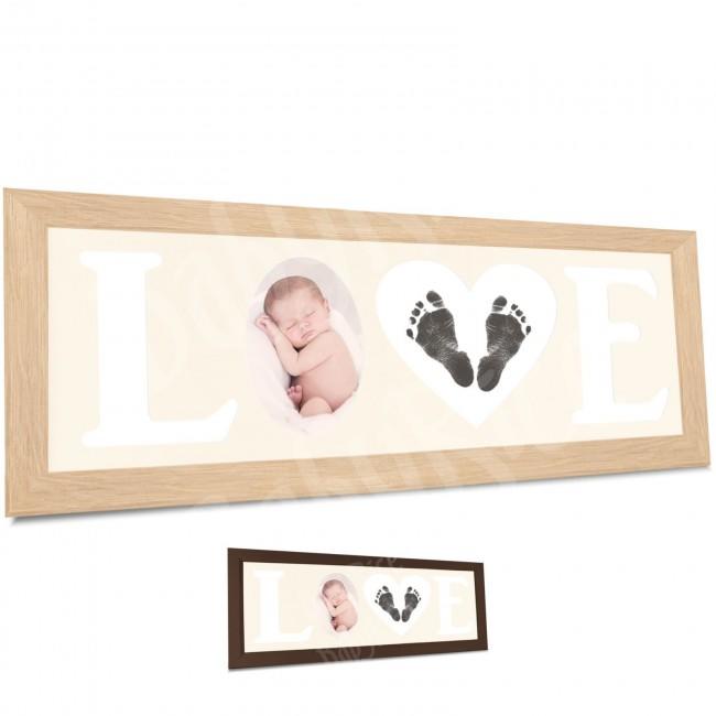 Baby Hand and Footprint Kit with Wooden Love Frame for Photo and Prints – Options, by BabyRice