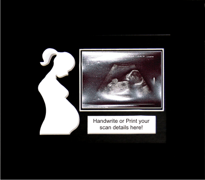 Baby Scan Photo Frame 6x5" Black / Black / White - Pregnant Lady