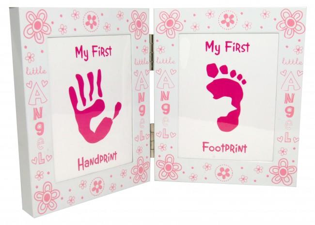Baby Girl Handprint Footprint Kit and Pink Frame