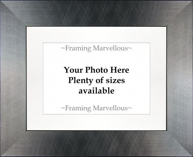 New 8x6" Wooden Frame Pewter Grey Finish, 6x4" Photo Picture White Mount