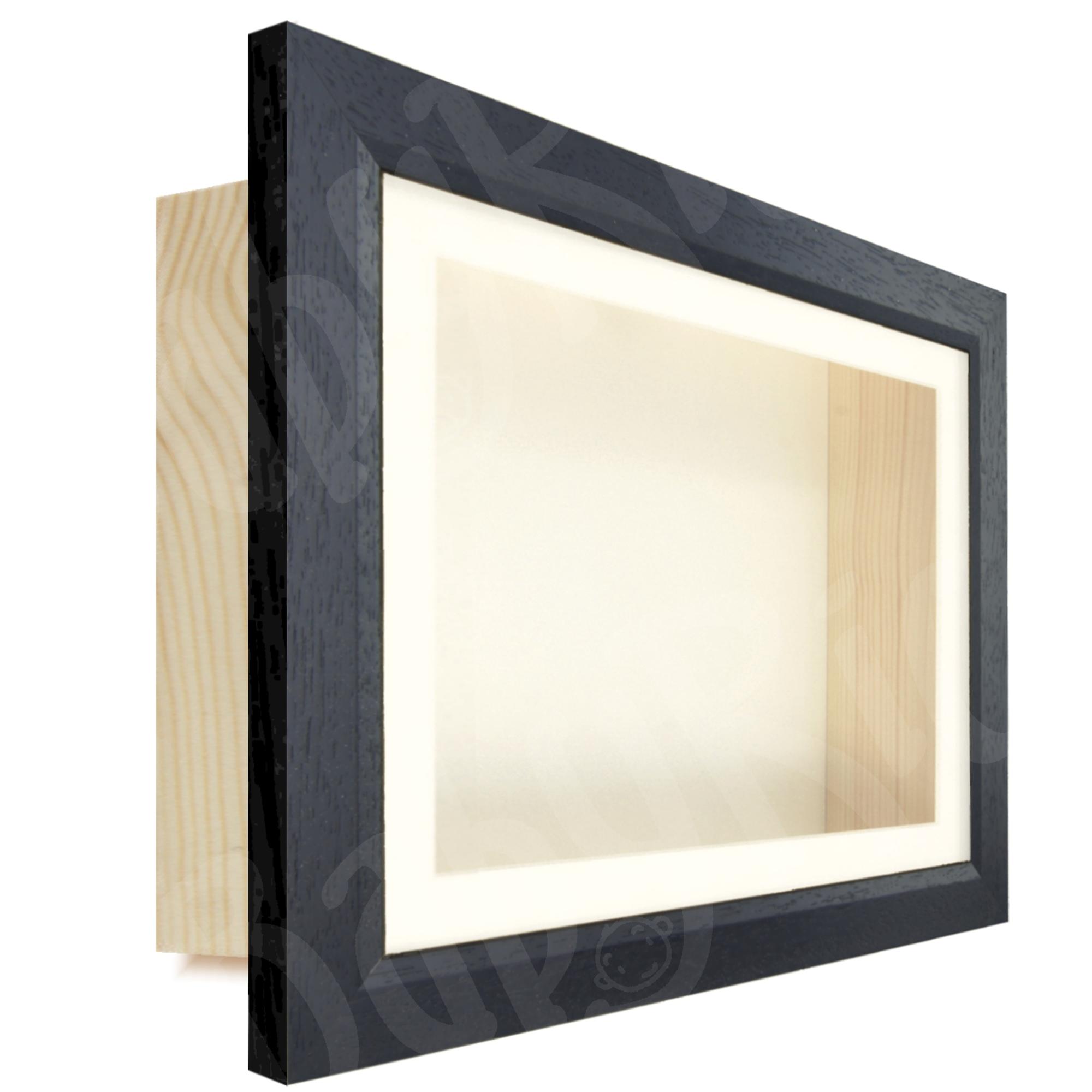 Black Wooden Shadowbox Frame Cream