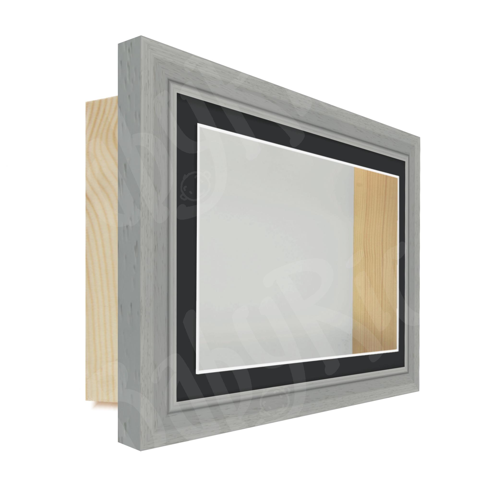 Gray Scoop Wooden Memory Box Display Frame