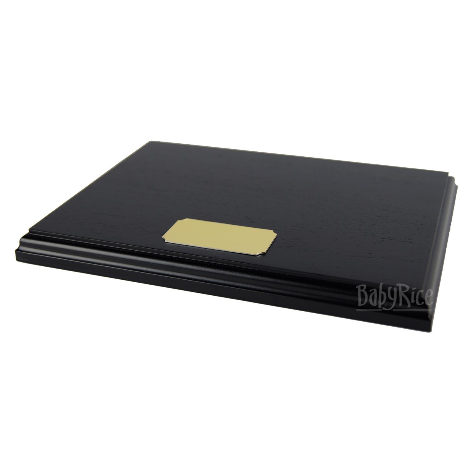 Black Display Plinth 8x6'' & Blank Gold Plaque