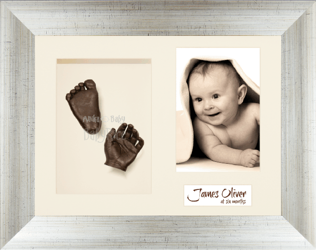 Baby Casting Kit, Antique Silver Frame, Cream Display, Bronze