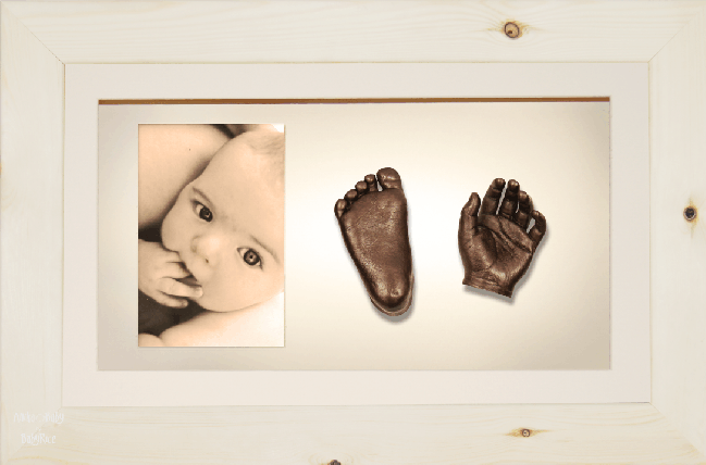 Large, Twins Baby Hand Foot Casting Kit / Natural Pine Frame / Bronze