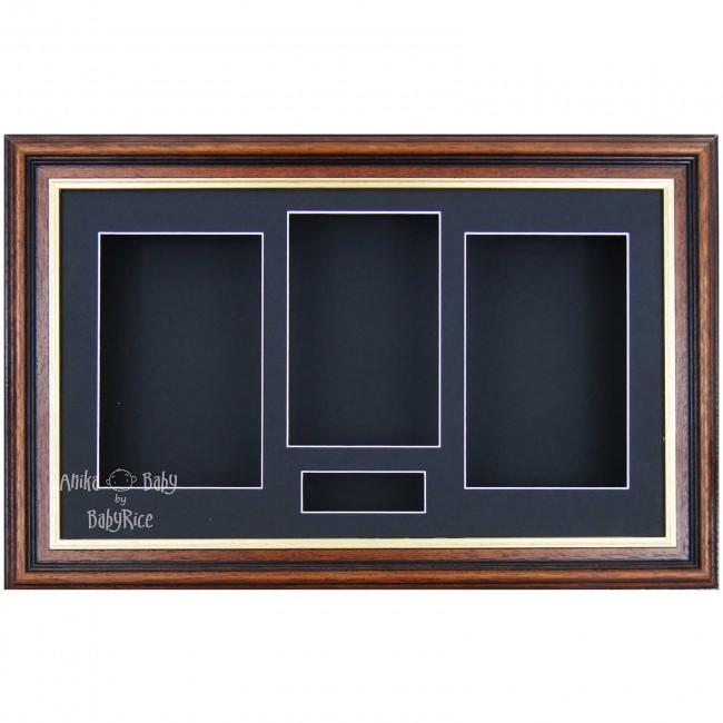 15x9" Mahogany/Gold Trim 3D Shadow Box Display Frame / Black