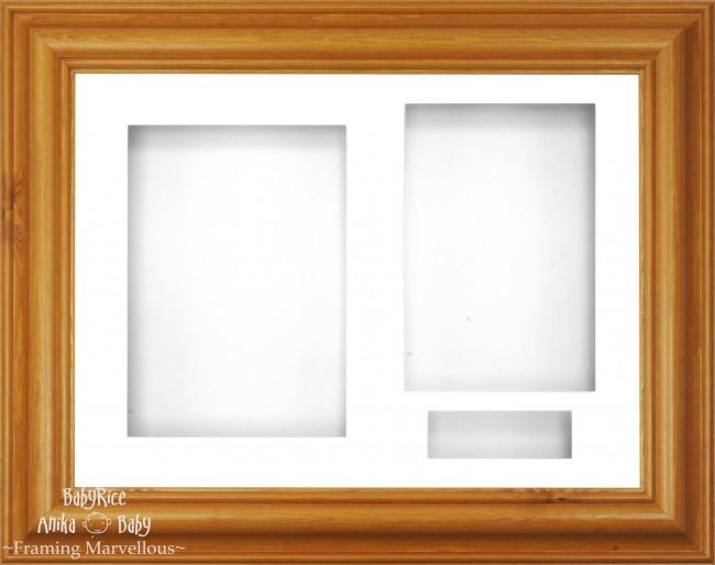 12x9" Honey Pine Wood 3D Display Frame 3 Hole White Mount White Back