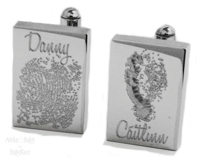 Personalised Men's Cufflinks Child Adult Fingerprints Jewelry S/Steel