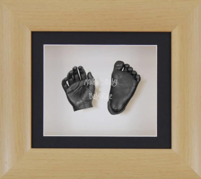 Baby Casting Kit Beech Effect Frame Black White Display Pewter paint