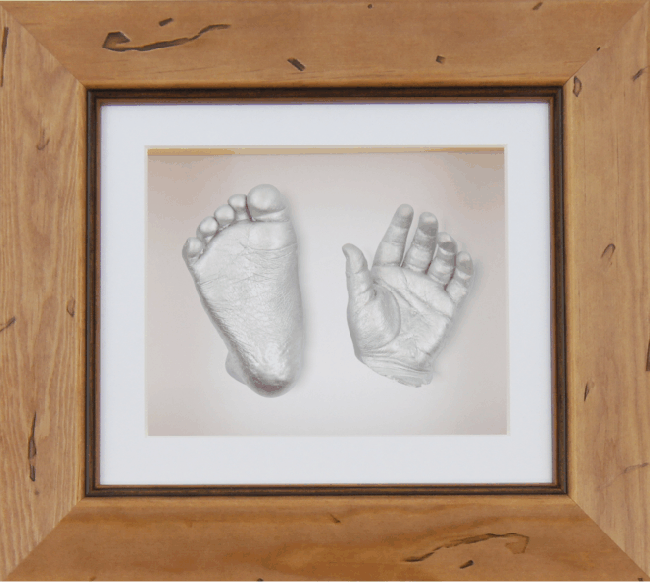 Baby Gift 3D Silver Handprints Footprints Casting Rustic Frame