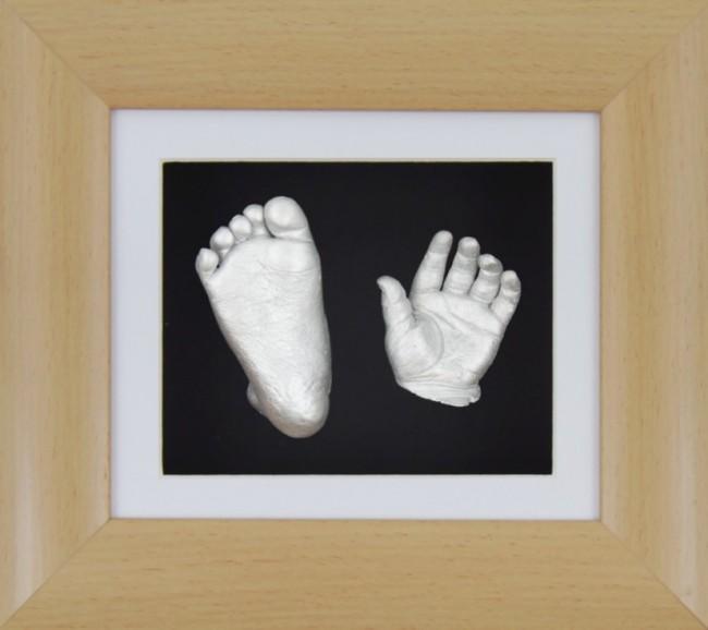 Baby Casting Kit Beech Effect Frame White Black Display Silver