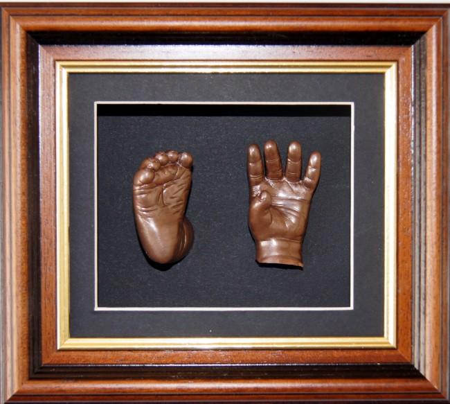 Baby Casting Kit Mahogany Gold effect Frame Black mount Bronze