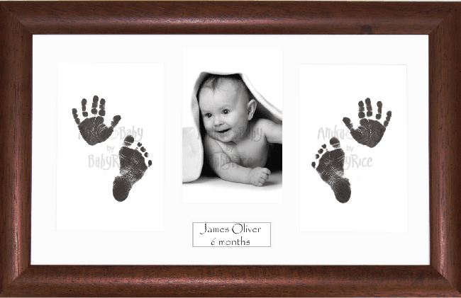 BabyRice Baby Hand & Footprints Kit, Inkless Prints, Dark Frame
